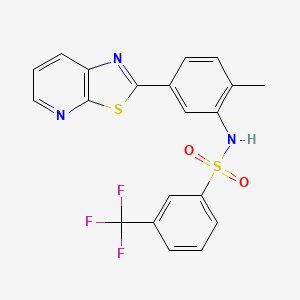 molecular formula C20H14F3N3O2S2 B2789505 N-(2-methyl-5-(thiazolo[5,4-b]pyridin-2-yl)phenyl)-3-(trifluoromethyl)benzenesulfonamide CAS No. 912625-27-5