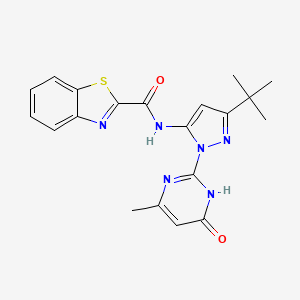 molecular formula C20H20N6O2S B2789506 N-(3-(tert-butyl)-1-(4-methyl-6-oxo-1,6-dihydropyrimidin-2-yl)-1H-pyrazol-5-yl)benzo[d]thiazole-2-carboxamide CAS No. 1210713-56-6