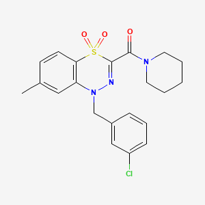 molecular formula C21H22ClN3O3S B2789508 1-(3-chlorobenzyl)-7-methyl-3-(piperidinocarbonyl)-4lambda~6~,1,2-benzothiadiazine-4,4(1H)-dione CAS No. 1251688-91-1