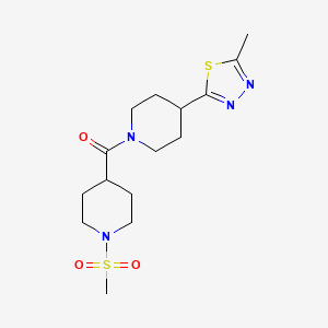 molecular formula C15H24N4O3S2 B2789509 (4-(5-Methyl-1,3,4-thiadiazol-2-yl)piperidin-1-yl)(1-(methylsulfonyl)piperidin-4-yl)methanone CAS No. 1396886-33-1