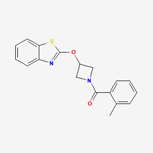 molecular formula C18H16N2O2S B2789514 (3-(Benzo[d]thiazol-2-yloxy)azetidin-1-yl)(o-tolyl)methanone CAS No. 1421490-72-3