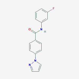 molecular formula C16H12FN3O B278952 N-(3-fluorophenyl)-4-(1H-pyrazol-1-yl)benzamide 