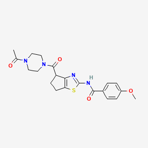 N-(4-(4-acetylpiperazine-1-carbonyl)-5,6-dihydro-4H-cyclopenta[d]thiazol-2-yl)-4-methoxybenzamide