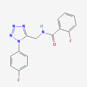 molecular formula C15H11F2N5O B2789529 2-fluoro-N-((1-(4-fluorophenyl)-1H-tetrazol-5-yl)methyl)benzamide CAS No. 897623-43-7