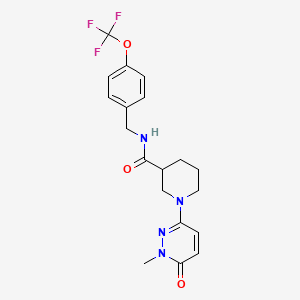 molecular formula C19H21F3N4O3 B2789530 1-(1-methyl-6-oxo-1,6-dihydropyridazin-3-yl)-N-(4-(trifluoromethoxy)benzyl)piperidine-3-carboxamide CAS No. 1396871-41-2