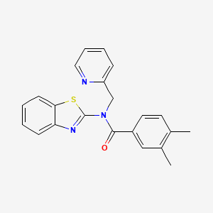 molecular formula C22H19N3OS B2789567 N-(benzo[d]thiazol-2-yl)-3,4-dimethyl-N-(pyridin-2-ylmethyl)benzamide CAS No. 886903-05-5