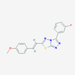 molecular formula C18H13FN4OS B278958 3-(3-fluorophenyl)-6-[(E)-2-(4-methoxyphenyl)ethenyl][1,2,4]triazolo[3,4-b][1,3,4]thiadiazole 