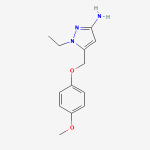 molecular formula C13H17N3O2 B2789588 1-ethyl-5-[(4-methoxyphenoxy)methyl]-1H-pyrazol-3-amine CAS No. 1856100-62-3