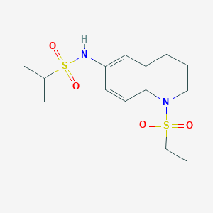 molecular formula C14H22N2O4S2 B2789596 N-(1-(ethylsulfonyl)-1,2,3,4-tetrahydroquinolin-6-yl)propane-2-sulfonamide CAS No. 941986-71-6