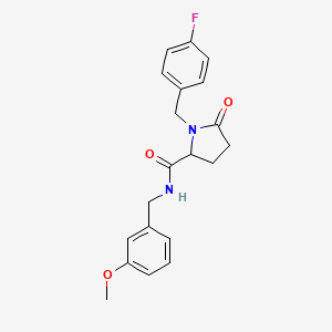 molecular formula C20H21FN2O3 B2789603 1-[(4-Fluorophenyl)methyl]-N-[(3-methoxyphenyl)methyl]-5-oxopyrrolidine-2-carboxamide CAS No. 2379970-41-7