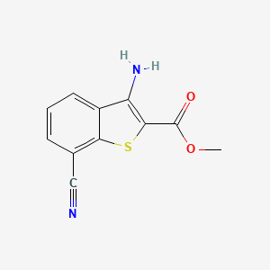 molecular formula C11H8N2O2S B2789616 Methyl 3-amino-7-cyano-1-benzothiophene-2-carboxylate CAS No. 181283-29-4