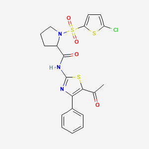N-(5-acetyl-4-phenylthiazol-2-yl)-1-((5-chlorothiophen-2-yl)sulfonyl)pyrrolidine-2-carboxamide