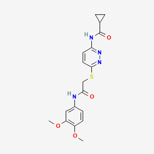 N-(6-((2-((3,4-dimethoxyphenyl)amino)-2-oxoethyl)thio)pyridazin-3-yl)cyclopropanecarboxamide