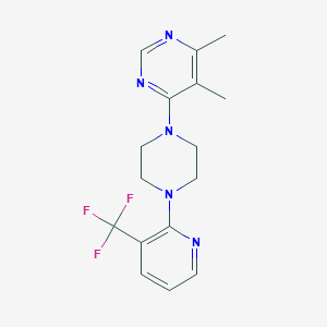 molecular formula C16H18F3N5 B2789657 4,5-Dimethyl-6-[4-[3-(trifluoromethyl)pyridin-2-yl]piperazin-1-yl]pyrimidine CAS No. 2380170-84-1