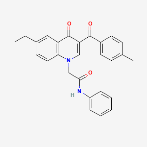 molecular formula C27H24N2O3 B2789659 2-(6-ethyl-3-(4-methylbenzoyl)-4-oxoquinolin-1(4H)-yl)-N-phenylacetamide CAS No. 897759-31-8