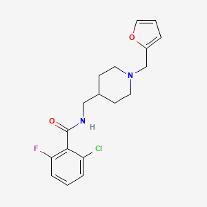 molecular formula C18H20ClFN2O2 B2789662 2-chloro-6-fluoro-N-((1-(furan-2-ylmethyl)piperidin-4-yl)methyl)benzamide CAS No. 954078-58-1