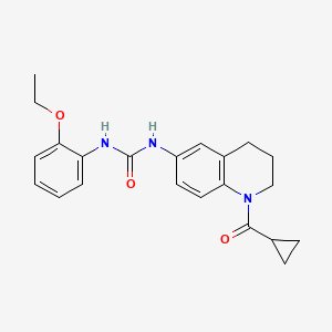 molecular formula C22H25N3O3 B2789668 1-(1-(Cyclopropanecarbonyl)-1,2,3,4-tetrahydroquinolin-6-yl)-3-(2-ethoxyphenyl)urea CAS No. 1202997-15-6