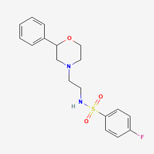 molecular formula C18H21FN2O3S B2789682 4-fluoro-N-(2-(2-phenylmorpholino)ethyl)benzenesulfonamide CAS No. 954048-26-1