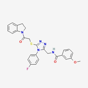 N-((4-(4-fluorophenyl)-5-((2-(indolin-1-yl)-2-oxoethyl)thio)-4H-1,2,4-triazol-3-yl)methyl)-3-methoxybenzamide