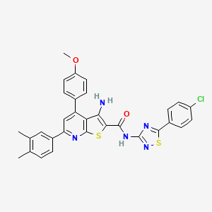 molecular formula C31H24ClN5O2S2 B2789698 3-amino-N-[5-(4-chlorophenyl)-1,2,4-thiadiazol-3-yl]-6-(3,4-dimethylphenyl)-4-(4-methoxyphenyl)thieno[2,3-b]pyridine-2-carboxamide CAS No. 690961-03-6