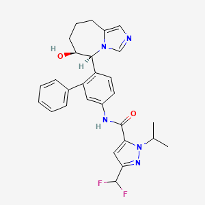 molecular formula C28H29F2N5O2 B2789699 3-(difluoromethyl)-N-(6-((5s,6s)-6-hydroxy-6,7,8,9-tetrahydro-5h-imidazo[1,5-a]azepin-5-yl)-[1,1'-biphenyl]-3-yl)-1-isopropyl-1h-pyrazole-5-carboxamide CAS No. 2375740-98-8
