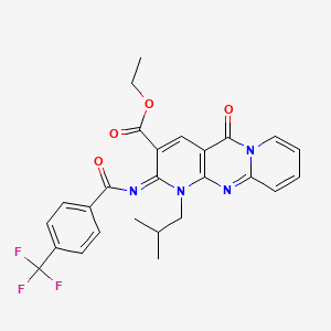 molecular formula C26H23F3N4O4 B2789702 (E)-ethyl 1-isobutyl-5-oxo-2-((4-(trifluoromethyl)benzoyl)imino)-2,5-dihydro-1H-dipyrido[1,2-a:2',3'-d]pyrimidine-3-carboxylate CAS No. 685859-92-1