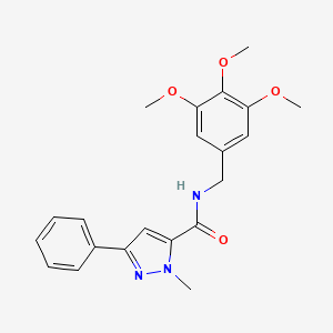 molecular formula C21H23N3O4 B2789705 1-methyl-3-phenyl-N-(3,4,5-trimethoxybenzyl)-1H-pyrazole-5-carboxamide CAS No. 1206998-96-0