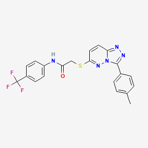 molecular formula C21H16F3N5OS B2789707 2-((3-(p-tolyl)-[1,2,4]triazolo[4,3-b]pyridazin-6-yl)thio)-N-(4-(trifluoromethyl)phenyl)acetamide CAS No. 852375-69-0