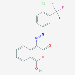 molecular formula C16H8ClF3N2O3 B2789715 1H-isochromene-1,3,4-trione 4-{N-[4-chloro-3-(trifluoromethyl)phenyl]hydrazone} CAS No. 339100-72-0