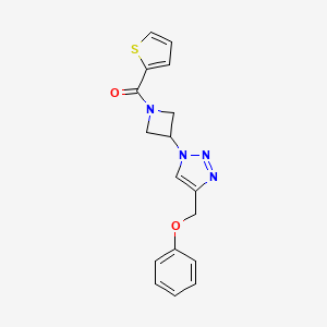 molecular formula C17H16N4O2S B2789717 (3-(4-(phenoxymethyl)-1H-1,2,3-triazol-1-yl)azetidin-1-yl)(thiophen-2-yl)methanone CAS No. 2034247-41-9