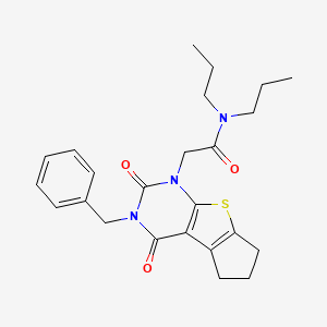 molecular formula C24H29N3O3S B2789720 2-(3-benzyl-2,4-dioxo-2,3,4,5,6,7-hexahydro-1H-cyclopenta[4,5]thieno[2,3-d]pyrimidin-1-yl)-N,N-dipropylacetamide CAS No. 866016-05-9