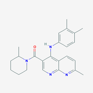 (4-((3,4-Dimethylphenyl)amino)-7-methyl-1,8-naphthyridin-3-yl)(2-methylpiperidin-1-yl)methanone