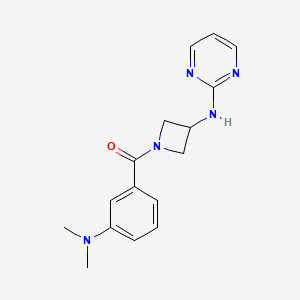 molecular formula C16H19N5O B2789730 (3-(Dimethylamino)phenyl)(3-(pyrimidin-2-ylamino)azetidin-1-yl)methanone CAS No. 2034222-73-4