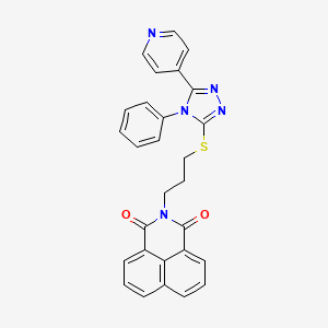 molecular formula C28H21N5O2S B2789733 2-[3-[(4-Phenyl-5-pyridin-4-yl-1,2,4-triazol-3-yl)sulfanyl]propyl]benzo[de]isoquinoline-1,3-dione CAS No. 690249-42-4