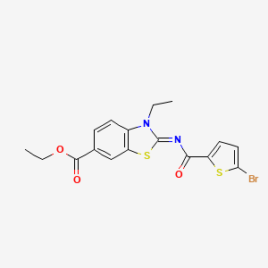 molecular formula C17H15BrN2O3S2 B2789734 Ethyl 2-(5-bromothiophene-2-carbonyl)imino-3-ethyl-1,3-benzothiazole-6-carboxylate CAS No. 865545-17-1