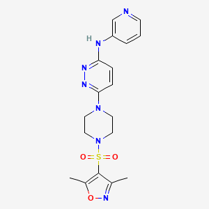 molecular formula C18H21N7O3S B2789739 6-(4-((3,5-dimethylisoxazol-4-yl)sulfonyl)piperazin-1-yl)-N-(pyridin-3-yl)pyridazin-3-amine CAS No. 1021115-37-6