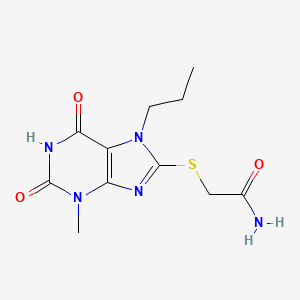 molecular formula C11H15N5O3S B2789740 2-[(3-甲基-2,6-二氧代-7-丙基-2,3,6,7-四氢-1H-嘌呤-8-基)硫代基]乙酰胺 CAS No. 316361-37-2