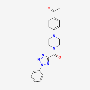 molecular formula C20H20N6O2 B2789752 1-(4-(4-(2-phenyl-2H-tetrazole-5-carbonyl)piperazin-1-yl)phenyl)ethanone CAS No. 1396877-77-2