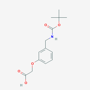 molecular formula C14H19NO5 B2789758 2-[3-[[(2-Methylpropan-2-yl)oxycarbonylamino]methyl]phenoxy]acetic acid CAS No. 155636-75-2