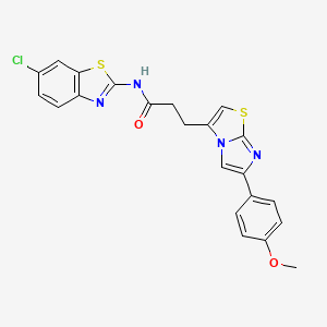 molecular formula C22H17ClN4O2S2 B2789765 N-(6-chlorobenzo[d]thiazol-2-yl)-3-(6-(4-methoxyphenyl)imidazo[2,1-b]thiazol-3-yl)propanamide CAS No. 1170477-65-2
