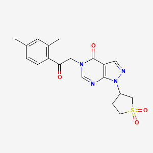 molecular formula C19H20N4O4S B2789770 5-(2-(2,4-dimethylphenyl)-2-oxoethyl)-1-(1,1-dioxidotetrahydrothiophen-3-yl)-1H-pyrazolo[3,4-d]pyrimidin-4(5H)-one CAS No. 1105230-63-4