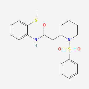 molecular formula C20H24N2O3S2 B2789772 N-(2-(methylthio)phenyl)-2-(1-(phenylsulfonyl)piperidin-2-yl)acetamide CAS No. 1021073-96-0