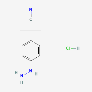 molecular formula C10H14ClN3 B2789774 2-(4-Hydrazinylphenyl)-2-methylpropanenitrile hydrochloride CAS No. 1956367-40-0