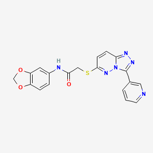 molecular formula C19H14N6O3S B2789785 N-(1,3-benzodioxol-5-yl)-2-[(3-pyridin-3-yl-[1,2,4]triazolo[4,3-b]pyridazin-6-yl)sulfanyl]acetamide CAS No. 868968-76-7