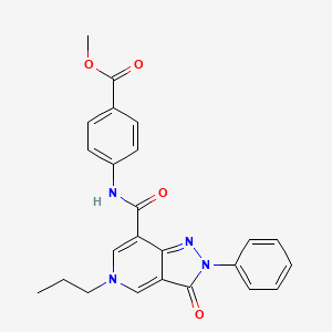 molecular formula C24H22N4O4 B2789795 methyl 4-(3-oxo-2-phenyl-5-propyl-3,5-dihydro-2H-pyrazolo[4,3-c]pyridine-7-carboxamido)benzoate CAS No. 921834-01-7