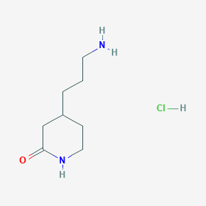 molecular formula C8H17ClN2O B2789800 4-(3-Aminopropyl)piperidin-2-one;hydrochloride CAS No. 2253639-58-4