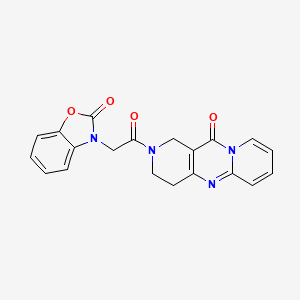 molecular formula C20H16N4O4 B2789820 3-(2-oxo-2-(11-oxo-3,4-dihydro-1H-dipyrido[1,2-a:4',3'-d]pyrimidin-2(11H)-yl)ethyl)benzo[d]oxazol-2(3H)-one CAS No. 2034504-95-3