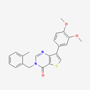 molecular formula C22H20N2O3S B2789822 7-(3,4-dimethoxyphenyl)-3-(2-methylbenzyl)thieno[3,2-d]pyrimidin-4(3H)-one CAS No. 1105238-74-1