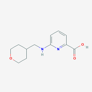 molecular formula C12H16N2O3 B2789830 6-[(Tetrahydro-2H-pyran-4-ylmethyl)amino]picolinic acid CAS No. 1439896-59-9