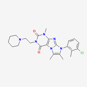molecular formula C24H29ClN6O2 B2789835 6-(3-Chloro-2-methylphenyl)-4,7,8-trimethyl-2-(2-piperidin-1-ylethyl)purino[7,8-a]imidazole-1,3-dione CAS No. 887215-28-3
